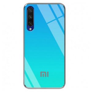 Чохол скляний Gradient Rainbow з лого для Xiaomi Mi CC9 / Mi 9 Lite (Блакитний)