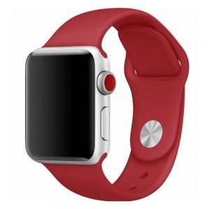 Ремінець силіконовий для Apple watch 42mm / 44mm (Червоний / Dark Red)