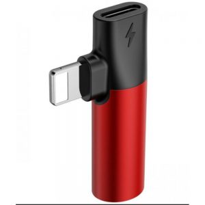 Адаптер-перехідник Baseus L43 Lightning to Lightning + 3.5mm Червоний/чорний