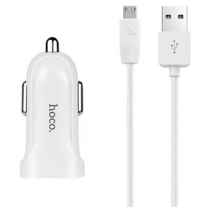 Автомобільний зарядний пристрій Hoco Z2 + USB кабель MicroUSB (1.5A) 1USB Білий