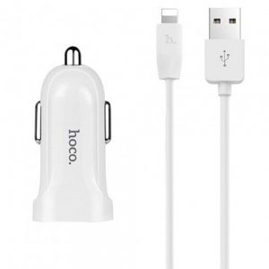 Автомобільний зарядний пристрій Hoco Z2 + USB кабель iPhone 6 (1.5A) 1USB Білий