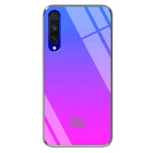 Чохол скляний Gradient Rainbow з лого для Xiaomi Mi CC9 / Mi 9 Lite (Синій)
