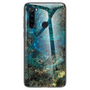 Чохол скляний Luxury Marble для Xiaomi Redmi Note 8T (Морська хвиля / Блакитний)
