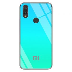 Чохол скляний Gradient Rainbow з лого для Xiaomi Redmi 7 (Блакитний)