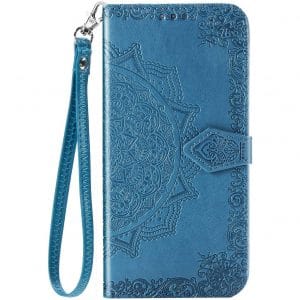 Чохол книжка шкіряний Art з візитницею для Xiaomi Redmi Note 8T (Синій)