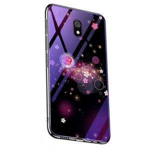 Чохол TPU+Glass скляний Fantasy для Xiaomi Redmi 8a Бульбашки і квіти