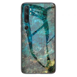 Чохол скляний Luxury Marble для Xiaomi Mi Note 10 (Морська хвиля / Блакитний)