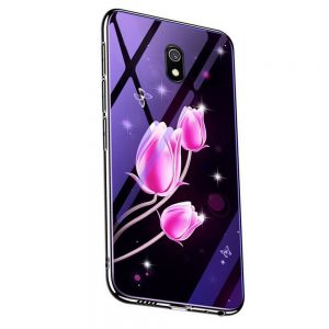 Чохол TPU+Glass скляний Fantasy для Xiaomi Redmi 8a Тюльпани