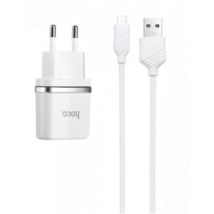 Мережевий зарядний пристрій Hoco C11 1USB+ USB кабель MicroUSB (1A) Білий