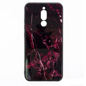 Чохол скляний Luxury Marble для Xiaomi Redmi 8 (Марсала / Бордовий)