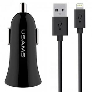 Автомобільний зарядний пристрій Usams С13 + USB кабель MicroUSB (2USB/2,1A) Чорний