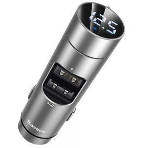 Автомобільний зарядний пристрій з FM-модулятором Baseus Energy Column Car Wireless MP3 Charger Срібний
