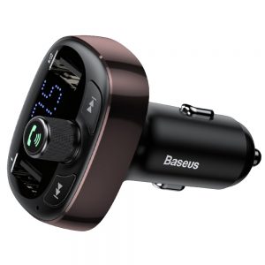 Автомобільний зарядний пристрій з FM-модулятором Baseus T-Typed Wireless MP3 Dark coffee