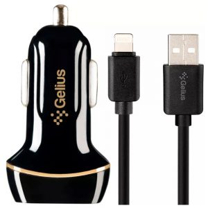 Автомобільний зарядний пристрій Gelius Ultra Voyager GU-CC02 2USB 2.4A + кабель iPhone X Чорний