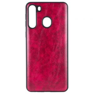 Чохол шкіряний Lava для Samsung Galaxy A21 (Малиновий)