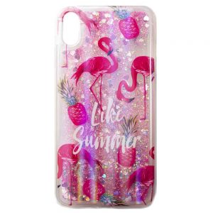 Чохол Lively Glitters для iPhone X/XS Фламінго літо