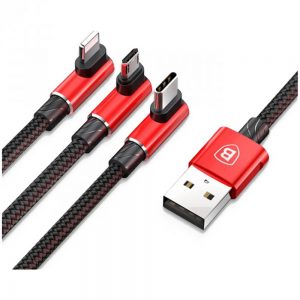 Кабель Baseus MVP 3-в-1 Mobile Game USB для M+L+T 1.2m Червоний