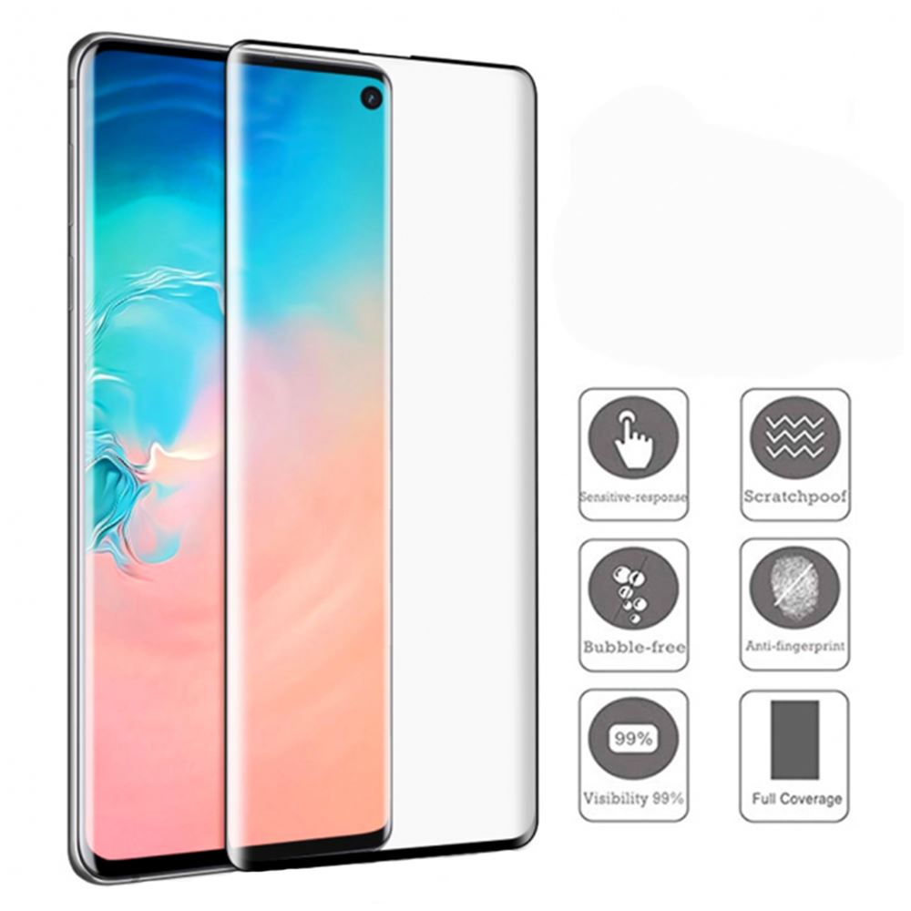 Захисне скло для SAMSUNG G975 Galaxy S10 Plus забезпечує роботу сканера відбитків (0.3 мм, 3D, чорний) - Зображення 2