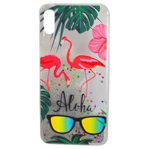 Чохол Lively Glitters для iPhone XS Max Фламінго Алоха