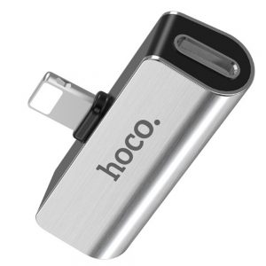 Адаптер-перехідник Hoco LS25 2в1 Lightning - Lightning + 3,5 мм Срібний