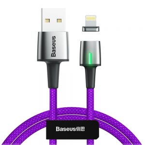 Кабель Baseus Zinc Magnetic USB Lightning 2.4A 1m Фіолетовий