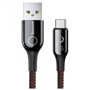 Кабель Baseus C-shaped Light Intelligent power-off USB для Type-C 3A 1M Чорний