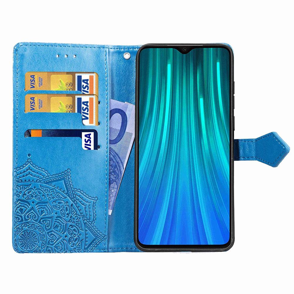 Чохол книжка шкіряний Art з візитницею для Xiaomi Redmi 9 Синій - Зображення 4