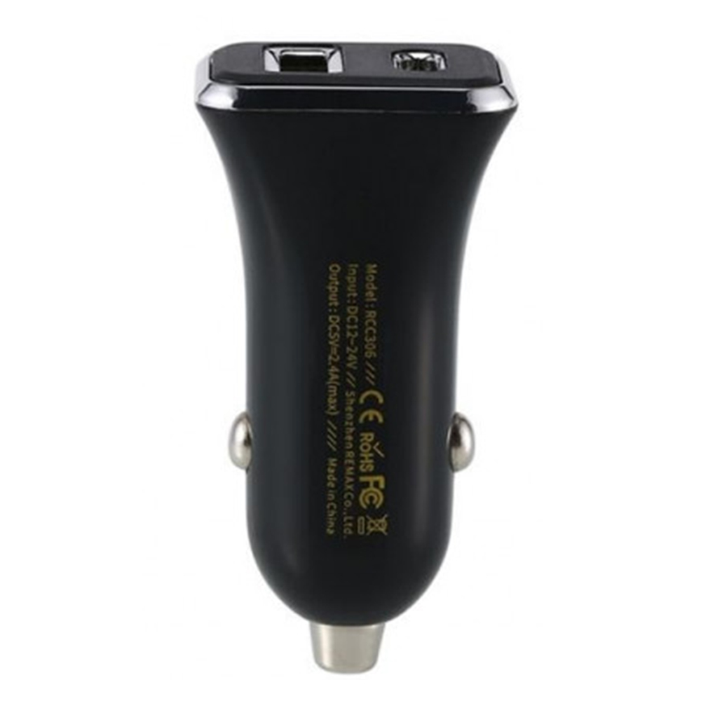 Автомобільний зарядний пристрій Remax RCC306 (USB+Type-C) 2.4A Чорний - Зображення 3