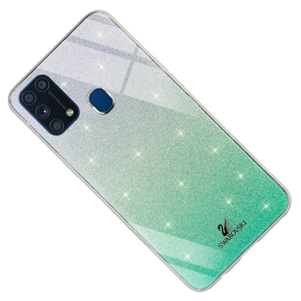 Чохол скляний Swarovski для Samsung Galaxy M31 (M315) Бірюзовий - Зображення 3