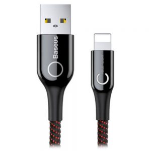Кабель Baseus C-shaped Light Intelligent power-off USB для Lightning 2.4A 1M Чорний