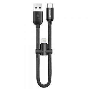 Кабель Baseus 2в1 U-shaped Type-C + Lightning  2,4А / 0,23м Чорний