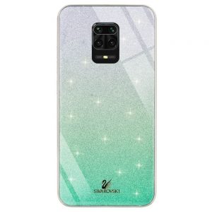 Чохол скляний Swarovski для Xiaomi Redmi Note 9S / Note 9 Pro / Note 9 Pro Max Бірюзовий