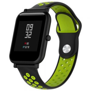 Ремінець силіконовий 20mm Nike Design для Xiaomi/Amazfit/Samsung (Чорний/Зелений)