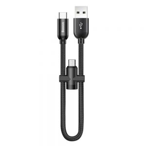 Кабель Baseus 2в1 U-shaped Type-C + Micro  2.4A / 0.23m Чорний