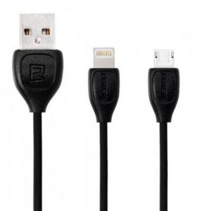 Кабель USB Remax Lesu RC-050t 2в1 Lightning/MicroUSB Чорний