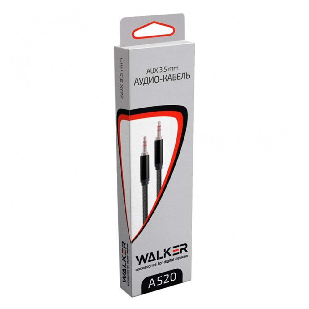Кабель AUX WALKER A520 ткань 3м Чорний - Зображення 3