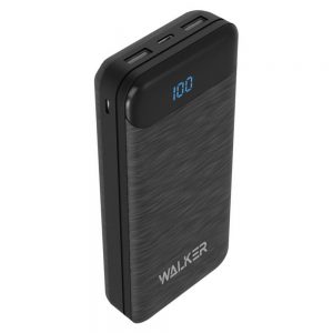 Портативний акумулятор Walker WB-525 20000mAh + LCD 2USB 2.1A/2.1A Чорний