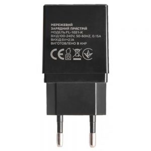 Мережевий зарядний пристрiй Florence 2USB 2A (FL-1020-K) Чорний