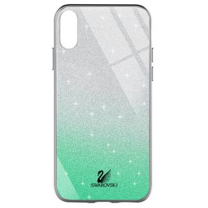 Чохол скляний Swarovski для Apple iPhone X / XS (5.8") Бірюзовий