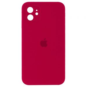 Чохол Silicone Square Full Camera Protective (AA) для Apple iPhone 11 (Червоний / Rose Red)