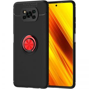 Чохол Deen ColorRing під магнитний тримач (opp) для Xiaomi Poco X3 NFC / Poco X3 Pro (Чорний / Червоний)