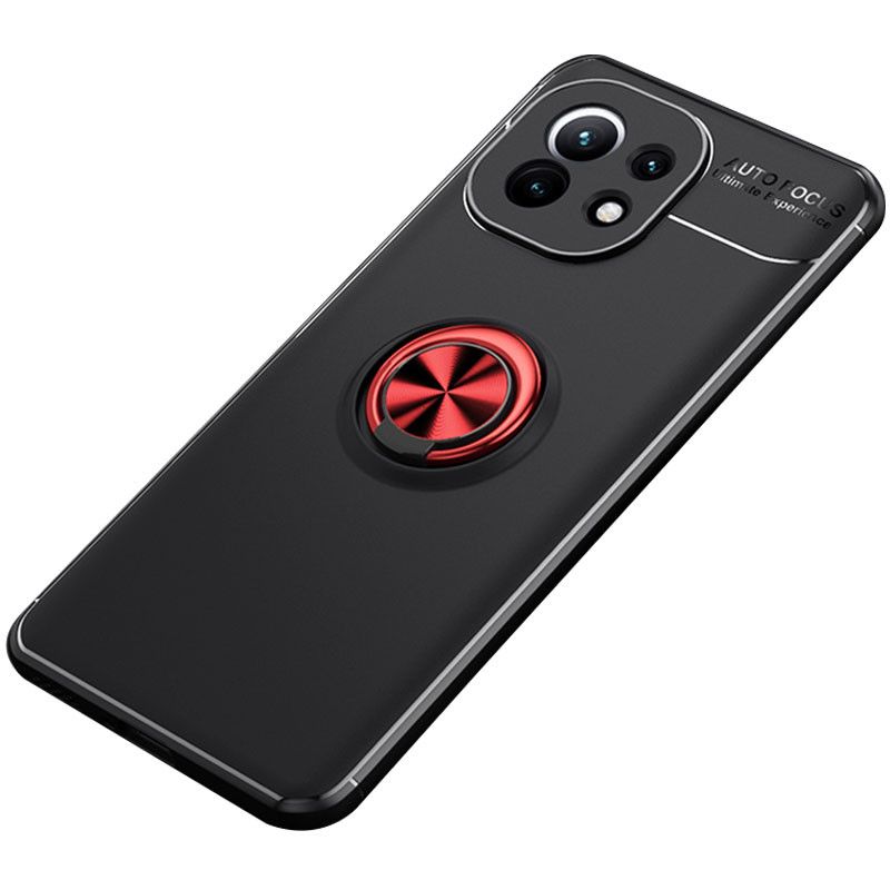 Чохол Deen ColorRing під магнітний тримач (opp) для Xiaomi Mi 11 (Чорний / Червоний)