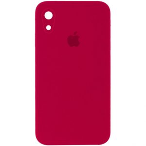 Чохол Silicone Square Full Camera Protective (AA) для Apple iPhone XR (Червоний / Rose Red)