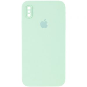 Чохол Silicone Square Full Camera Protective (AA) для Apple iPhone XS (Бірюзовий / Light Turquoise)