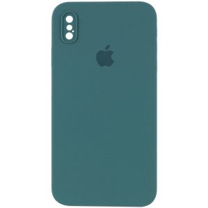 Чохол Silicone Square Full Camera Protective (AA) для Apple iPhone XS (Зелений / Pine green)