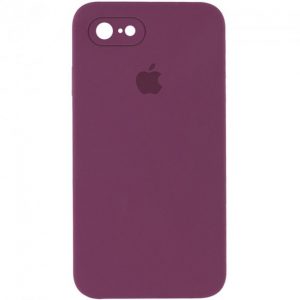 Чохол Silicone Square Full Camera Protective (AA) для Apple iPhone 7 / 8 / SE (2020) (Бордовий / Plum)