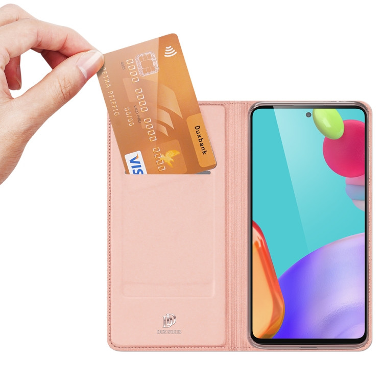 Чохол книжка Dux Ducis з карманом для візиток для Samsung Galaxy A72 4G / A72 5G (Рожево-золотий) - Зображення 4