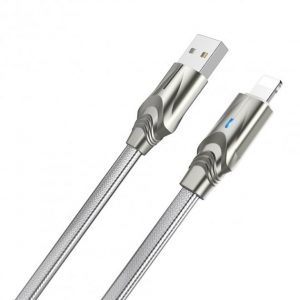 Кабель USB Borofone BU12 Lightning 1,2m 2.4A Сірий