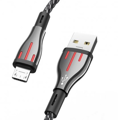 Кабель USB Borofone BU23 Micro 1,2m 2.4A Чорно-сірий - Зображення 4