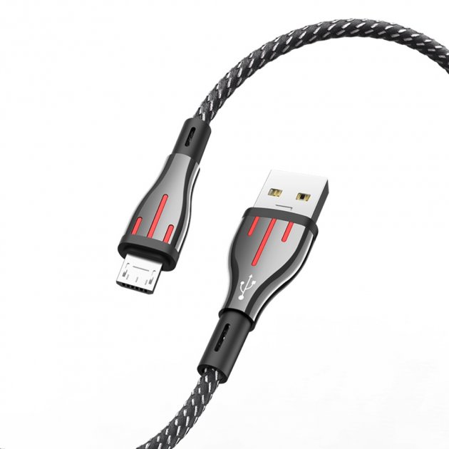 Кабель USB Borofone BU23 Micro 1,2m 2.4A Чорно-сірий